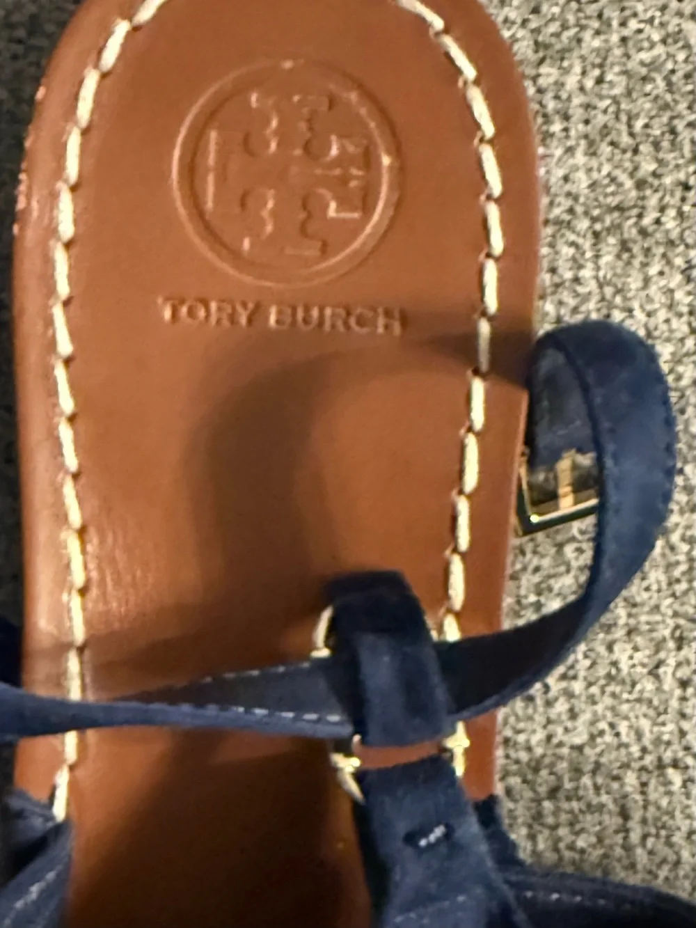 Tory Burch Navy Suede Slide Sandals 7 1/2